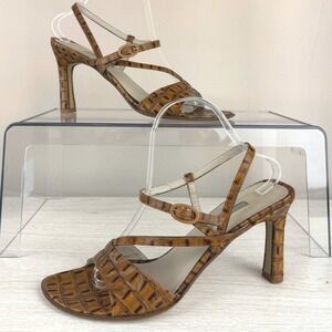 KENNETH COLE Womens (9.5)‎ Strappy Snake Croc Heel Sandals Leather Italy Mobwife
